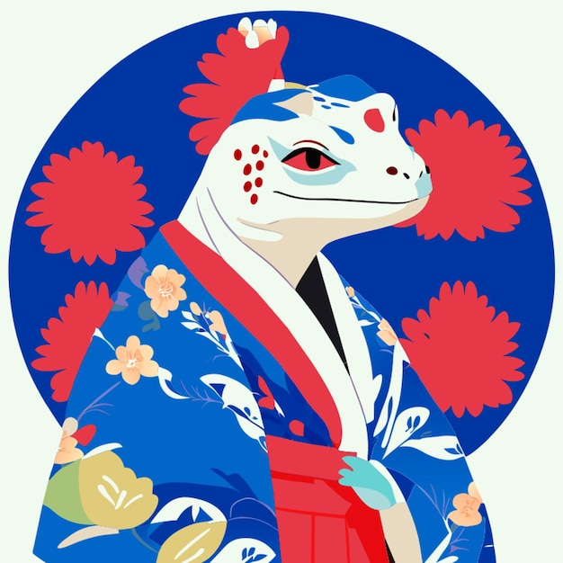 hagedis in een kimono vector illustratie