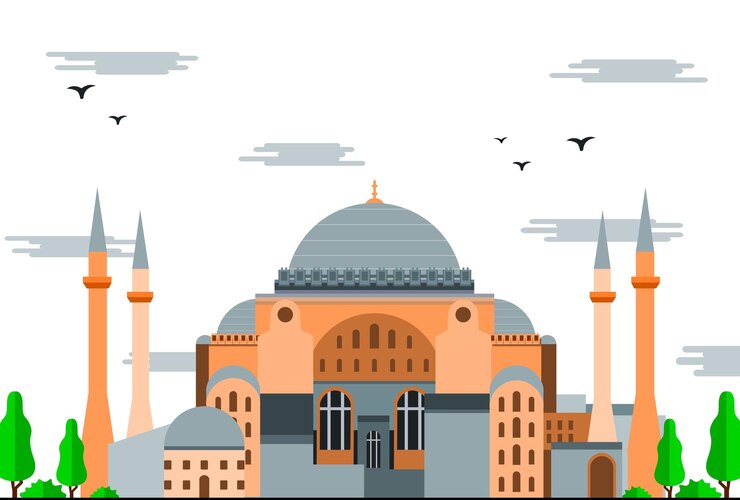 Vector hagia sophia istanbul turkiye landmark illustration