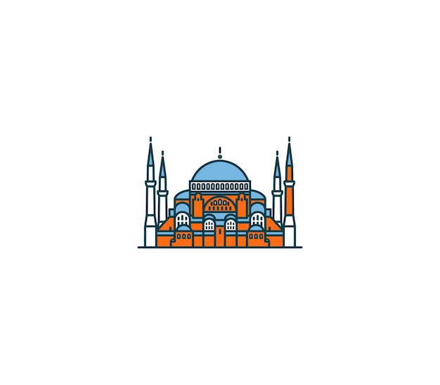Hagia sophia symbol and city landmark tourist attraction
illustration.
