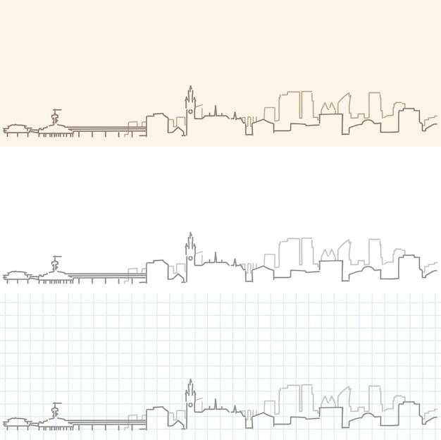 Vector the hague hand drawn skyline