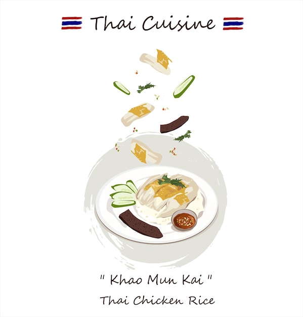 Hainanese kippenrijst Thaise naam is Khao Man Gai vector