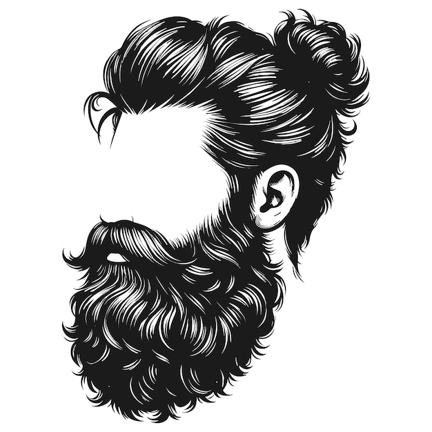 Vector hair amp beard symphony vector art of untamed growth