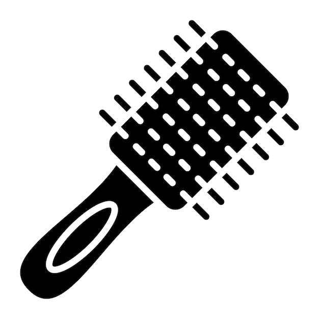 Hair Brush Glyph Solid Black Illustration