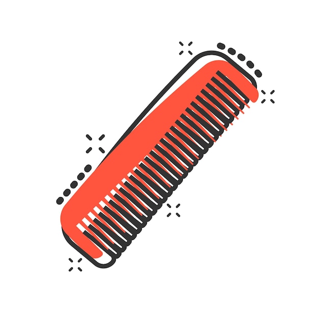 Icona della spazzola per capelli in stile fumetto pittogramma dell'illustrazione del fumetto vettoriale dell'accessorio pettine effetto splash del concetto aziendale della spazzola per capelli