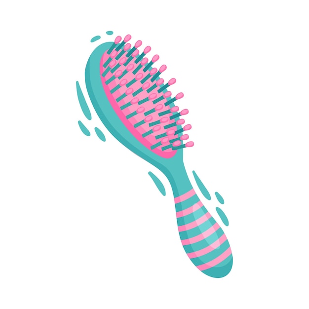 Hair Brush with Multiple Bristles Isolated on White Background Vector Illustration