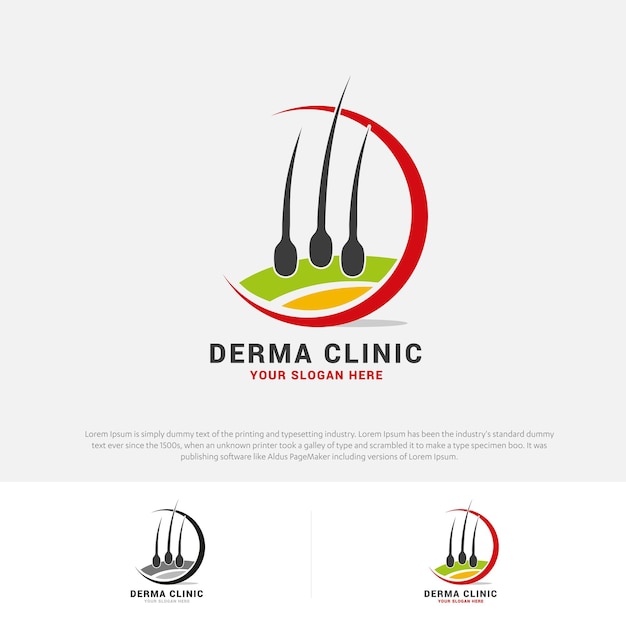 Hair care dermatology logo icon follicle Alopecia transplantation Vector illustration