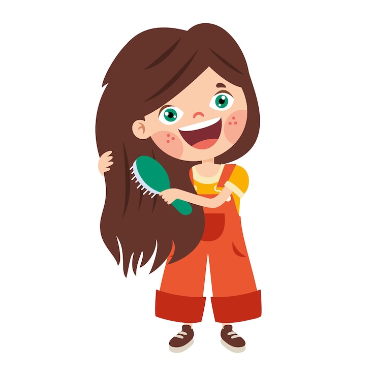 वेक्टर hair care drawing with cartoon child