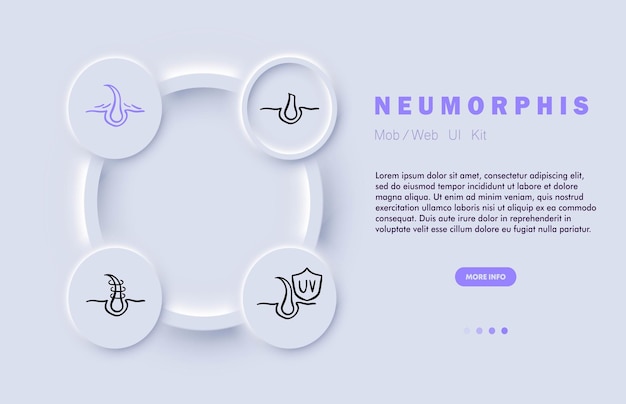 ヘアケア ライン アイコン シャンプー コンディショナー スカルプ ケア バーム 保湿枝毛 Neomorphism steyle ビジネス用ベクトル線アイコン