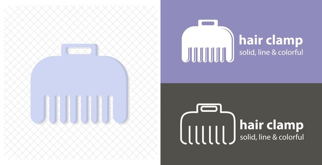 Hair clamp isolated flat illustration hair clamp line icon