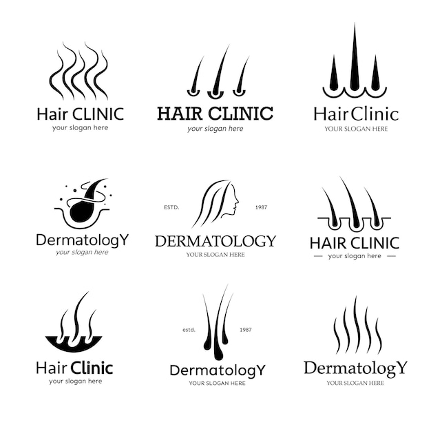 Hair clinic vector logo set black color