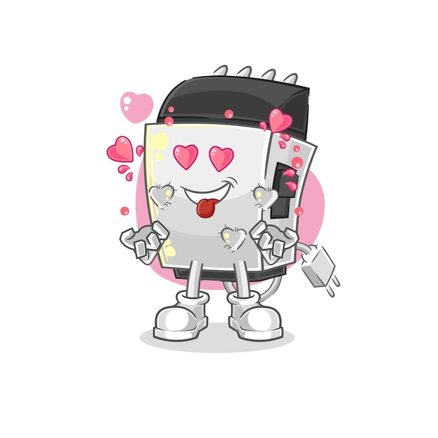 Hair clipper fallin love vector cartoon character