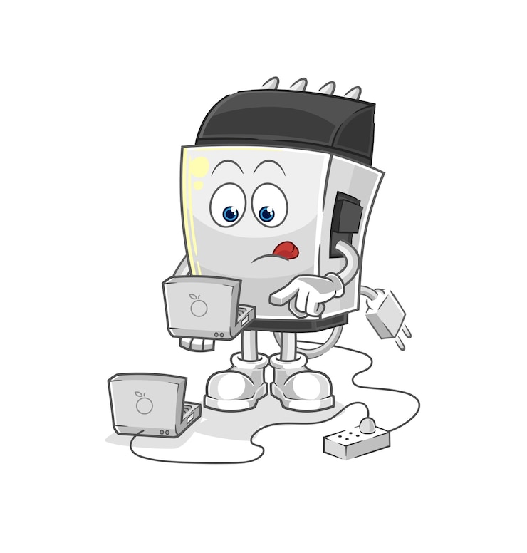 Vector hair clipper with laptop mascot cartoon vector