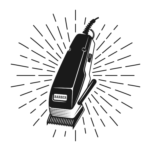 Hair clipper with rays vintage illustration