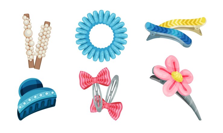 वेक्टर hair clips and clasps isolated on white background vector set