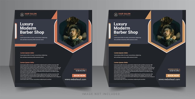 Hair cut banner for social media barber instagram post banner template or square flyer