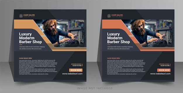 Hair cut banner for social media barber instagram post banner template or square flyer