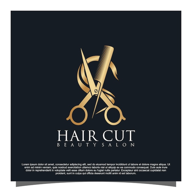 Vector hair cut logo design premium vector