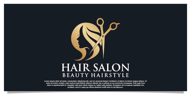 Vector hair cut logo design vector with creative concept for women beauty salon