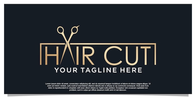 Vettore taglio di capelli logo design vettoriale con concetto creativo per il salone di bellezza delle donne