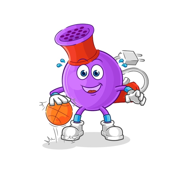 Hair dryer dribble basketball character cartoon mascot vector