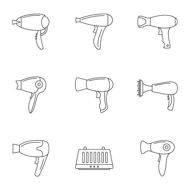 Vector hair dryer icon set