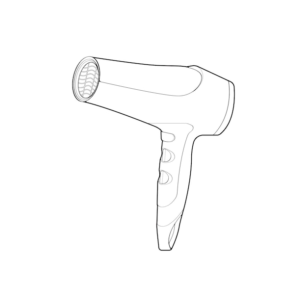 Hair dryer line art vector hand drawing isolated vector for coloring book