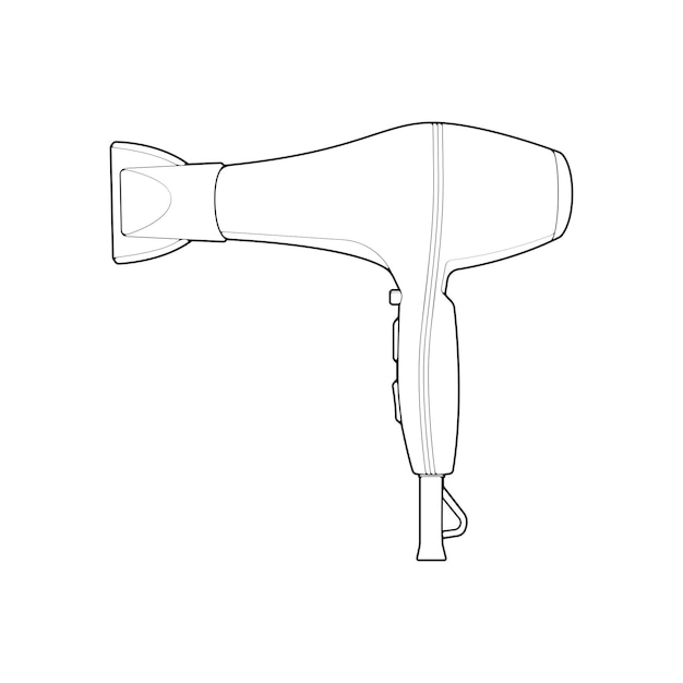 헤어 드라이어 라인 아트 벡터 손 그리기 색칠 공부에 대 한 격리 된 벡터