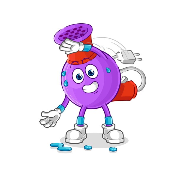 Hair dryer stretching character cartoon mascot vector