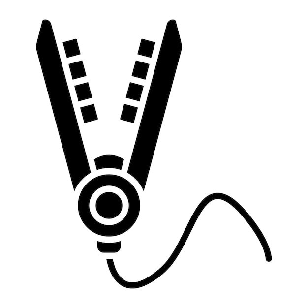 Hair Iron Glyph Solid Black Illustration