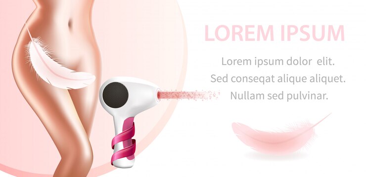 Vector hair laser removal on female intimate bikini area.