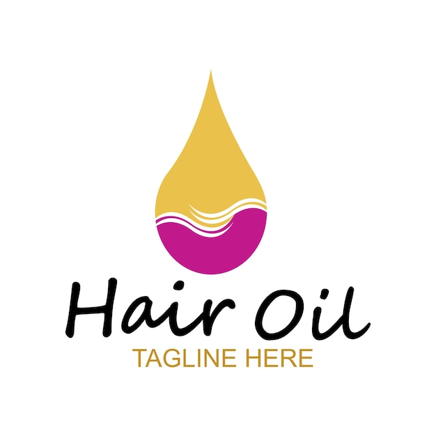 Logo essenziale di olio per capelli con goccia di olio e logo per capelli symbolvector