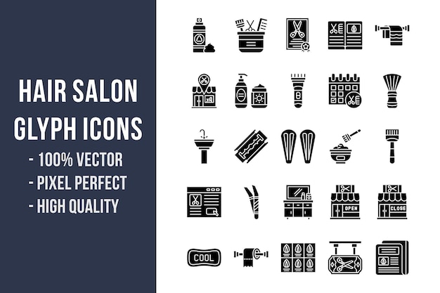 Hair Salon Glyph Icons