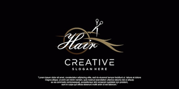 Hair salon icon logo design with concept modern Premium Vector