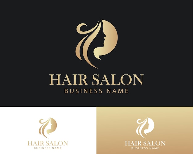 Vector hair salon logo creative beauty design concept massage women emblem business