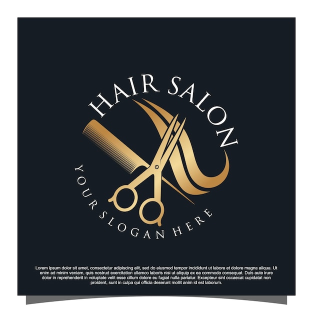 Vector hair salon logo design premium vector