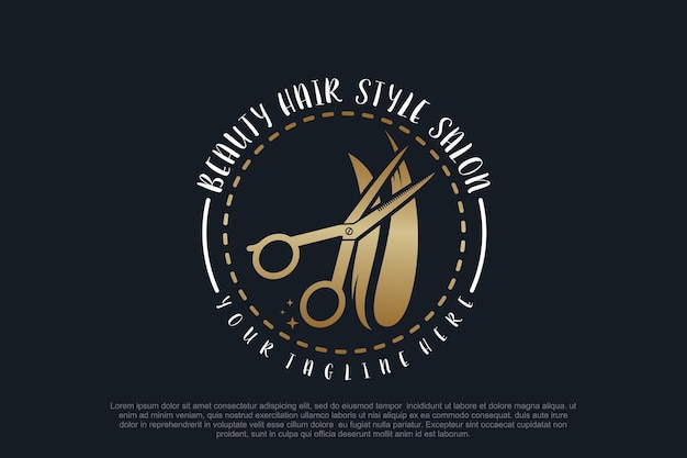 Hair salon logo design with scissor element creative concept Premium Vector