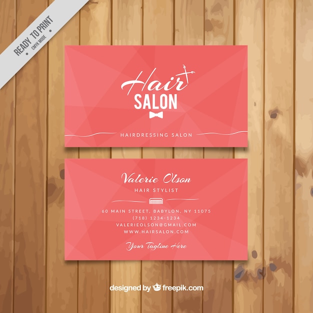 Vector hair salon pink card