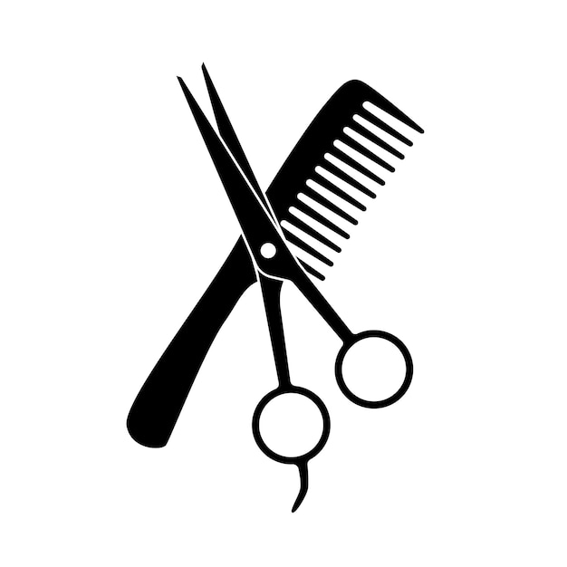 Hair salon with scissors and comb