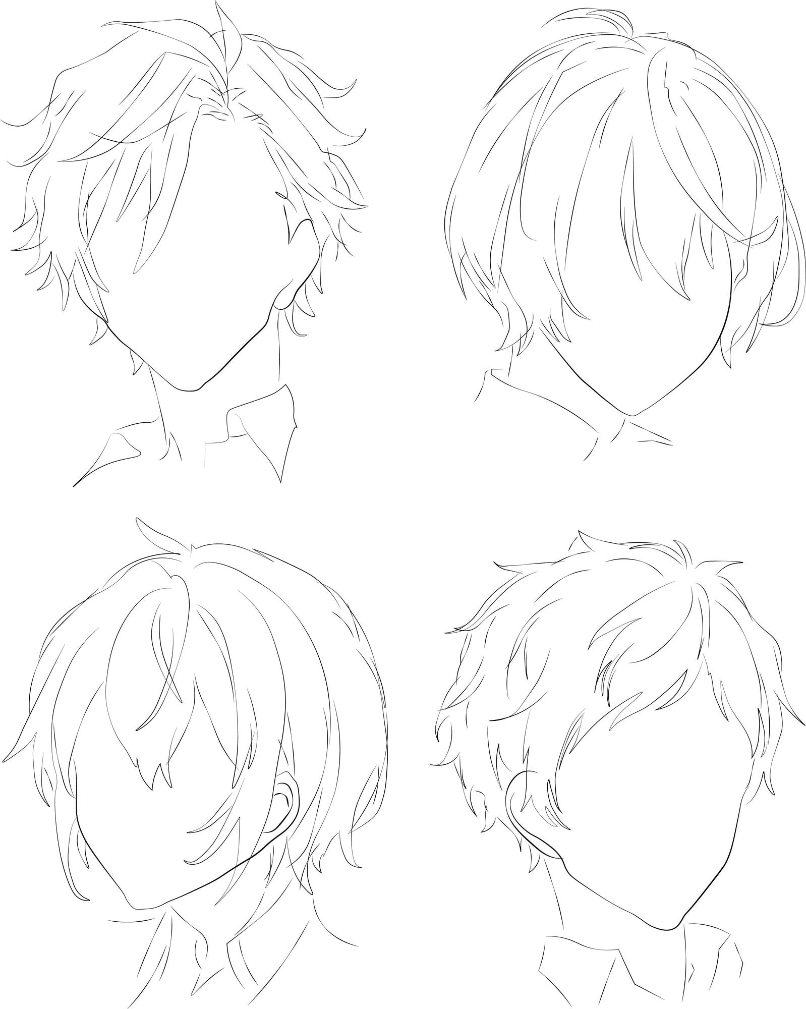 Premium Vector  Hair style head style for anime icon portrait contour  vector illustration black lines isolated