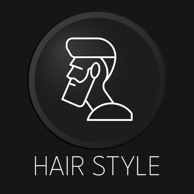 Hair style minimal vector line icon on 3D button isolated on black background Premium VectorxDxA