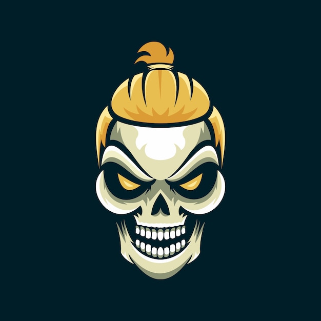 Vector hair style skull logo