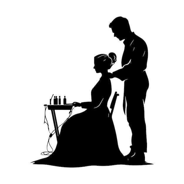 Hair Stylist at Work Silhouette clipart on a white background