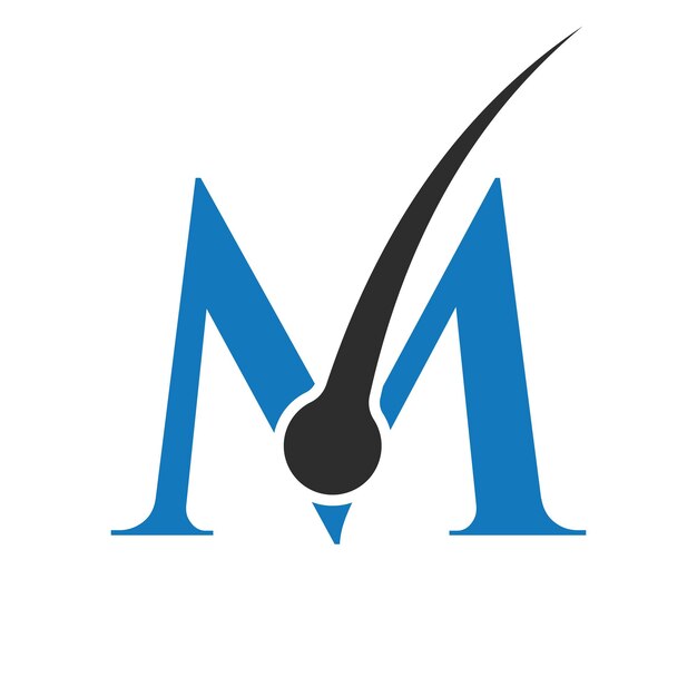 Логотип лечения волос на векторном шаблоне буквы М Дерматология Дизайн логотипа Уход за волосами Лечение