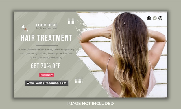 Hair treatment social media banner or web thumbnail editable vector file