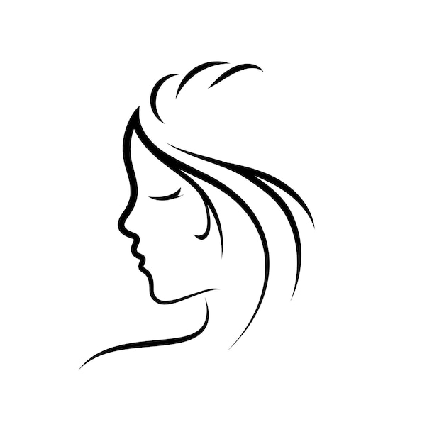 髪の女性と顔のロゴとシンボル