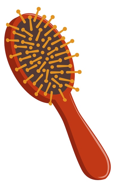 Vettore icona cartoon spazzola per capelli pettine in plastica strumento parrucchiere
