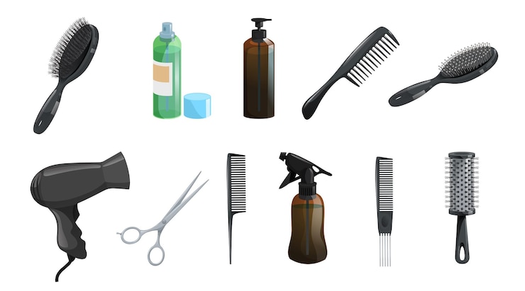 Vector ヘアブラシとコーム セット ヘアブラシ 理髪店と美容師のツール