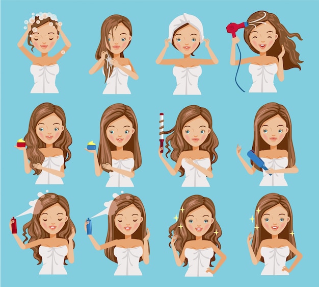 haircare of women set.