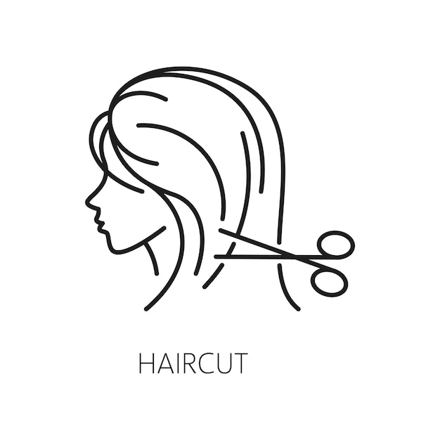 Vector haircut icon hair care and treatment linear sign