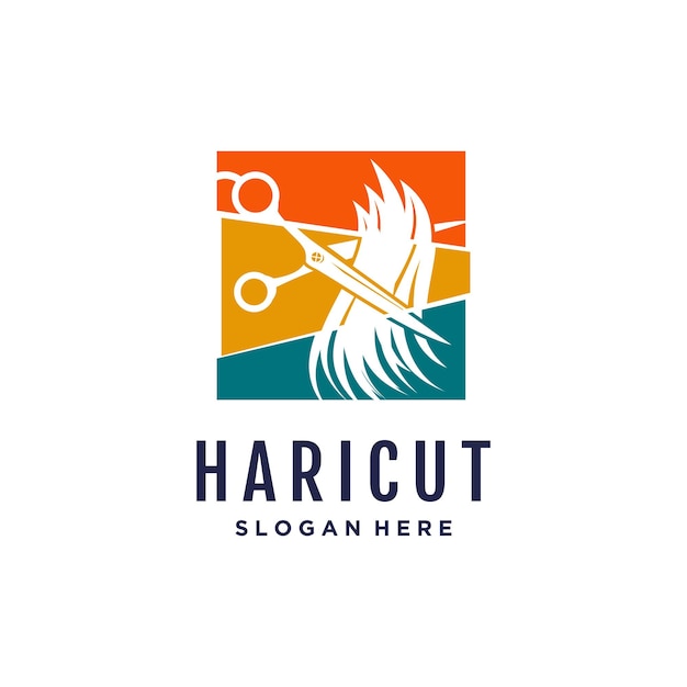 Haircut logo design vector with creative unique and modern idea